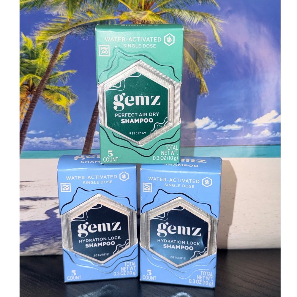 Gemz Water Activated Single Dose Shampoo Bundle Hydration Lock & Perfect Air Dry